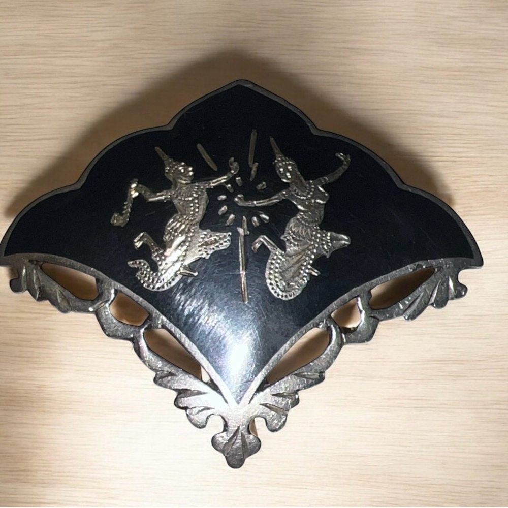 Vintage Niello Siam Sterling silver pin
